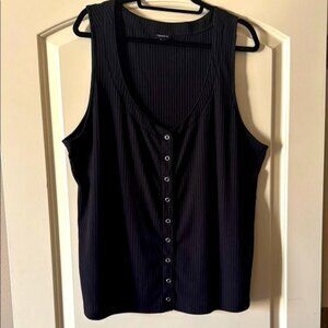 Torrid Black Sleeveless Ribbed Tank Top with Buttoned Style 4X 4 26